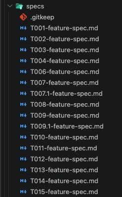 List of artifacts produced by the Spec Agent